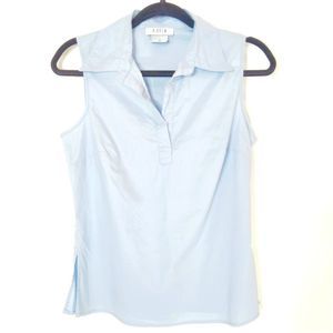 A. Byer Woman's Blue Sleeveless Collard Top Chic M
